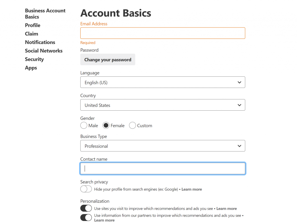 Changing Your Pinterest Account Basics